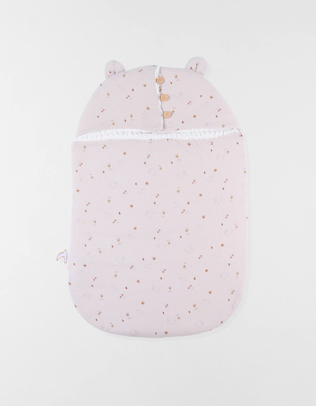 Nid D'ange Mousseline De Coton Et Sherpa Beige