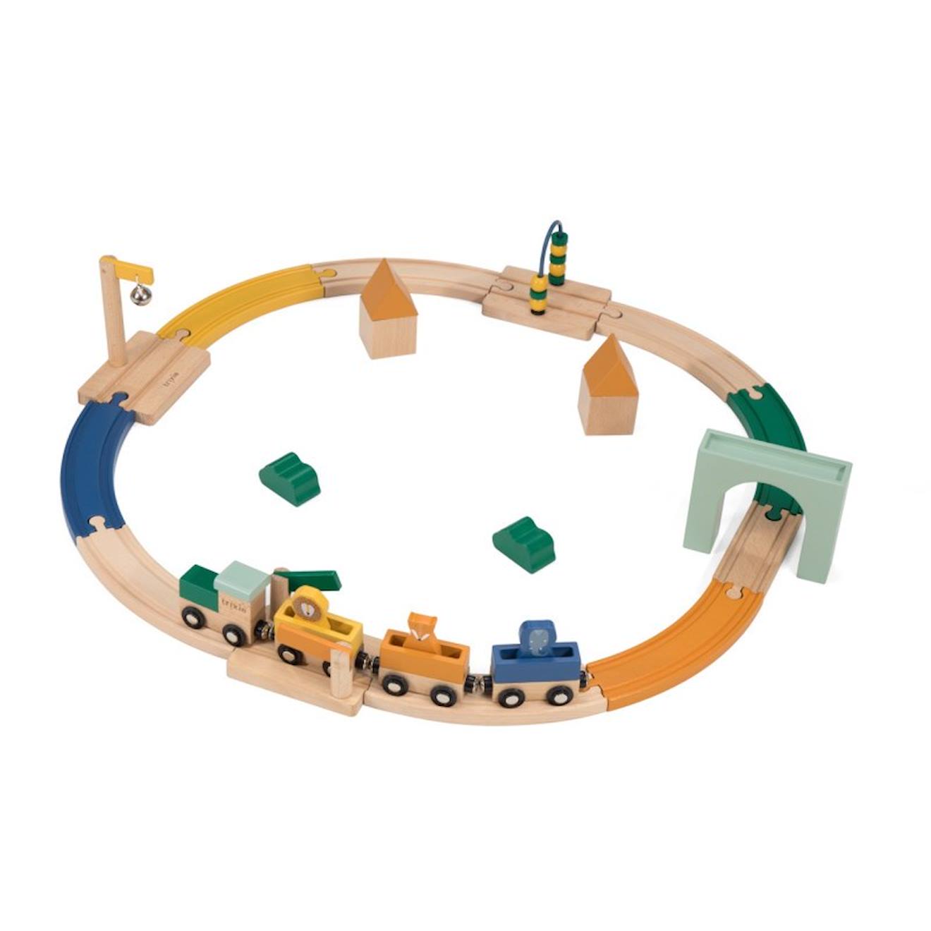 Circuit De Train En Bois Multicolore