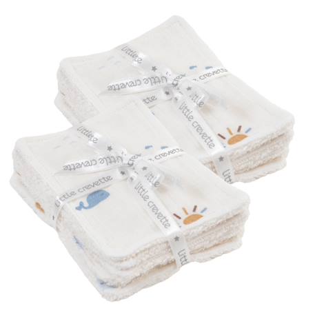 Little Crevette - Lot De 12 Lingettes Lavables Coton Bio Baleines