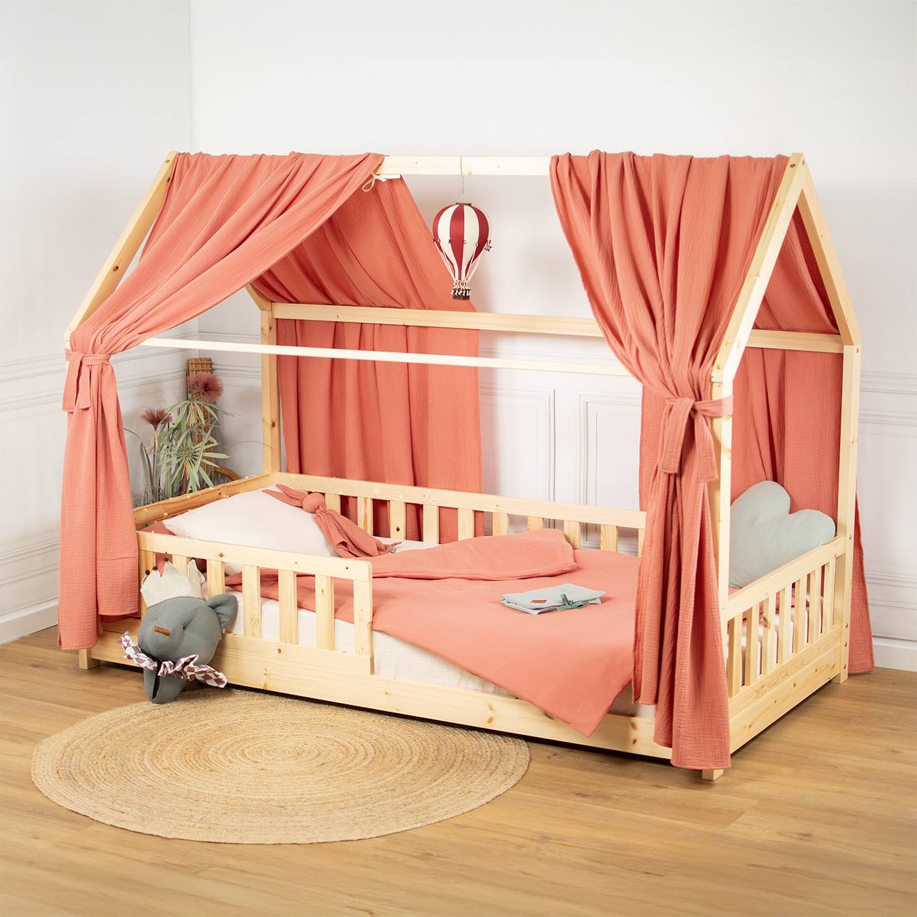 Ciel De Lit Cabane En Gaze De Coton Duo 360 Cm Terracotta