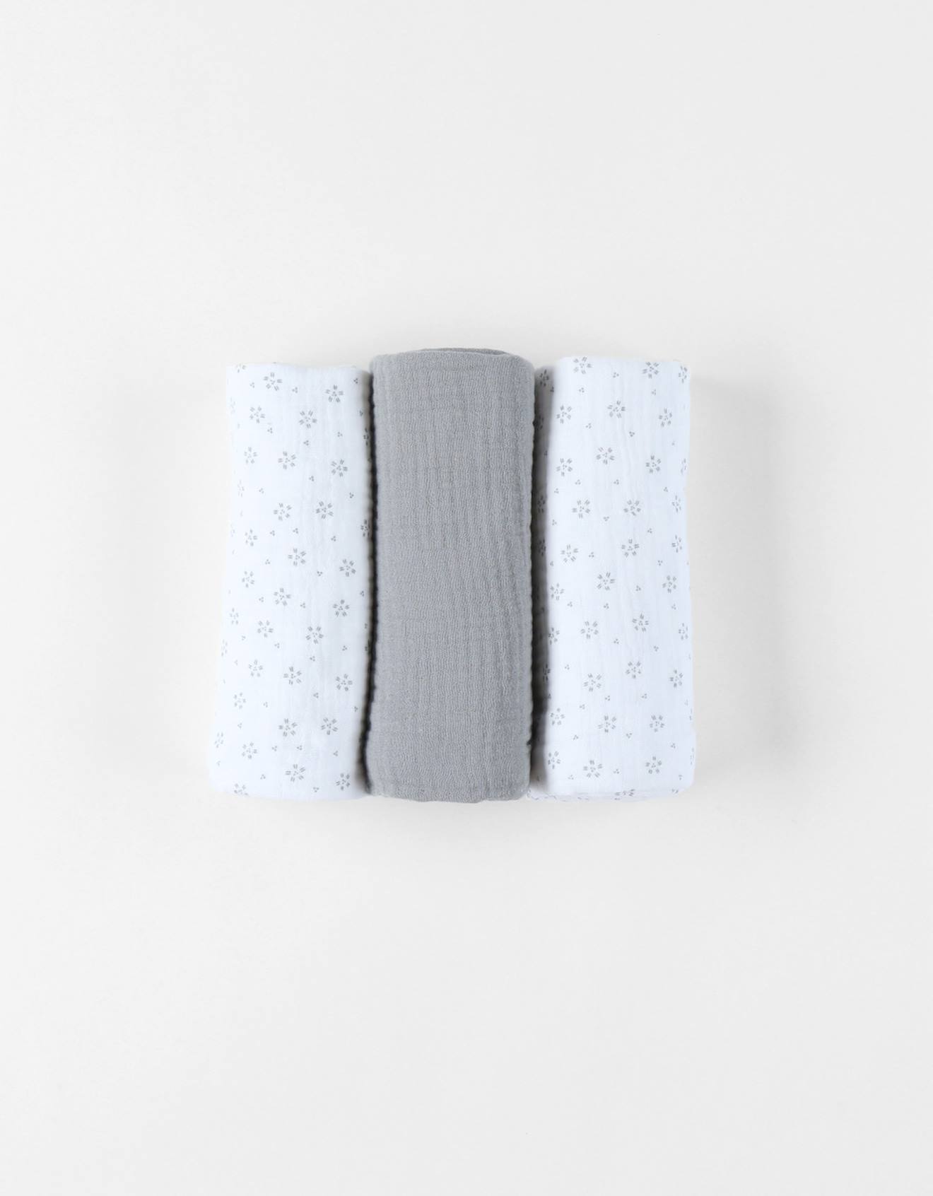 Lot De 3 Langes Floral En Mousseline 70 X 70 Blanc