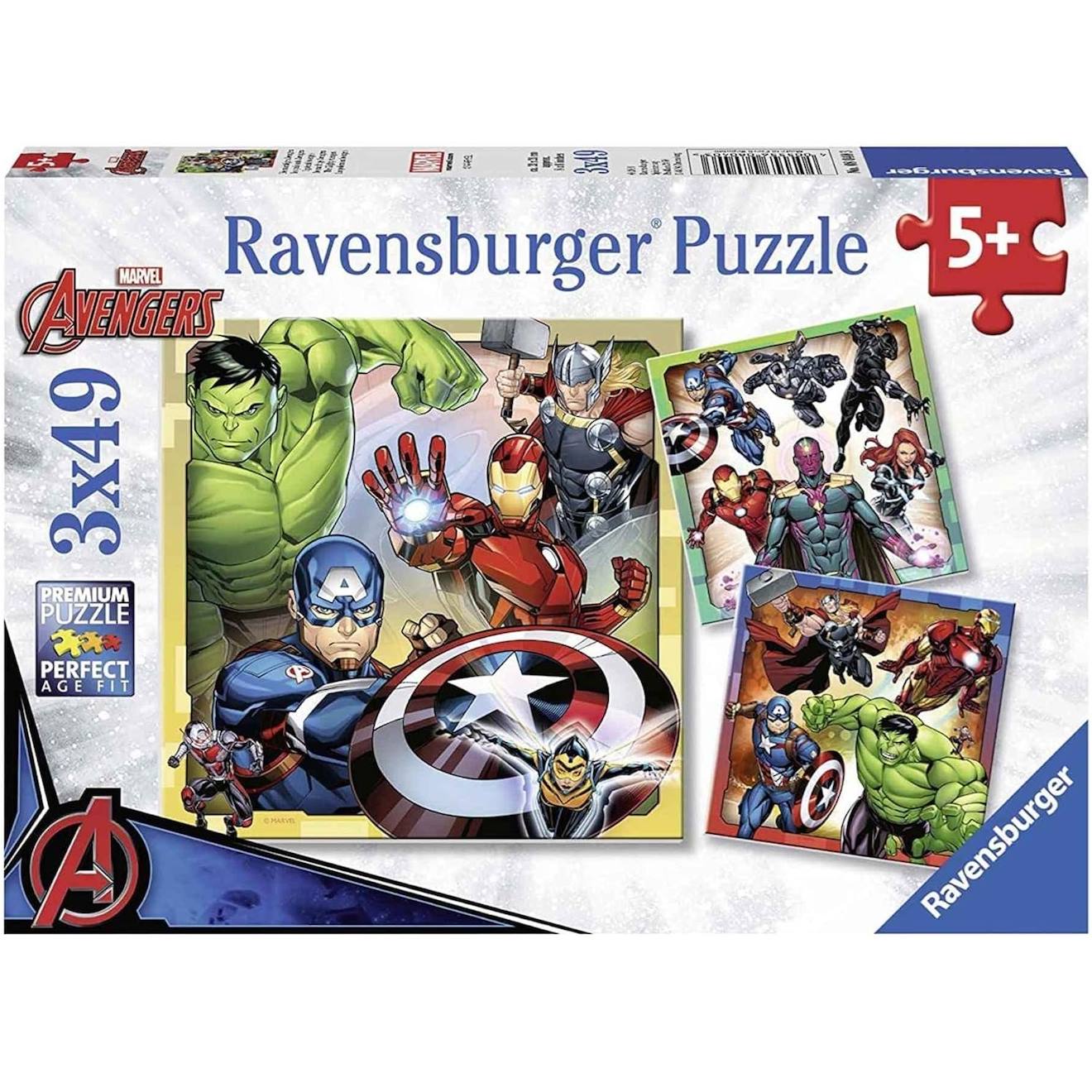 Puzzle Les Puissants Avengers 3x49 Pcs Bleu