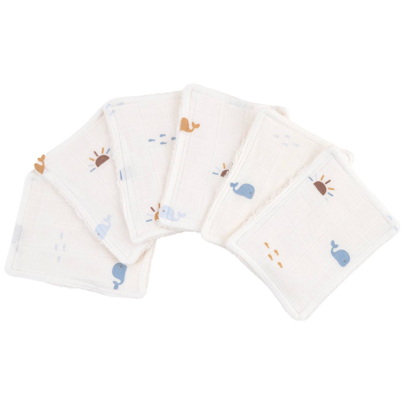 Lot De 12 Lingettes Lavables Coton Bio Baleines (Little Crevette) - Image 1