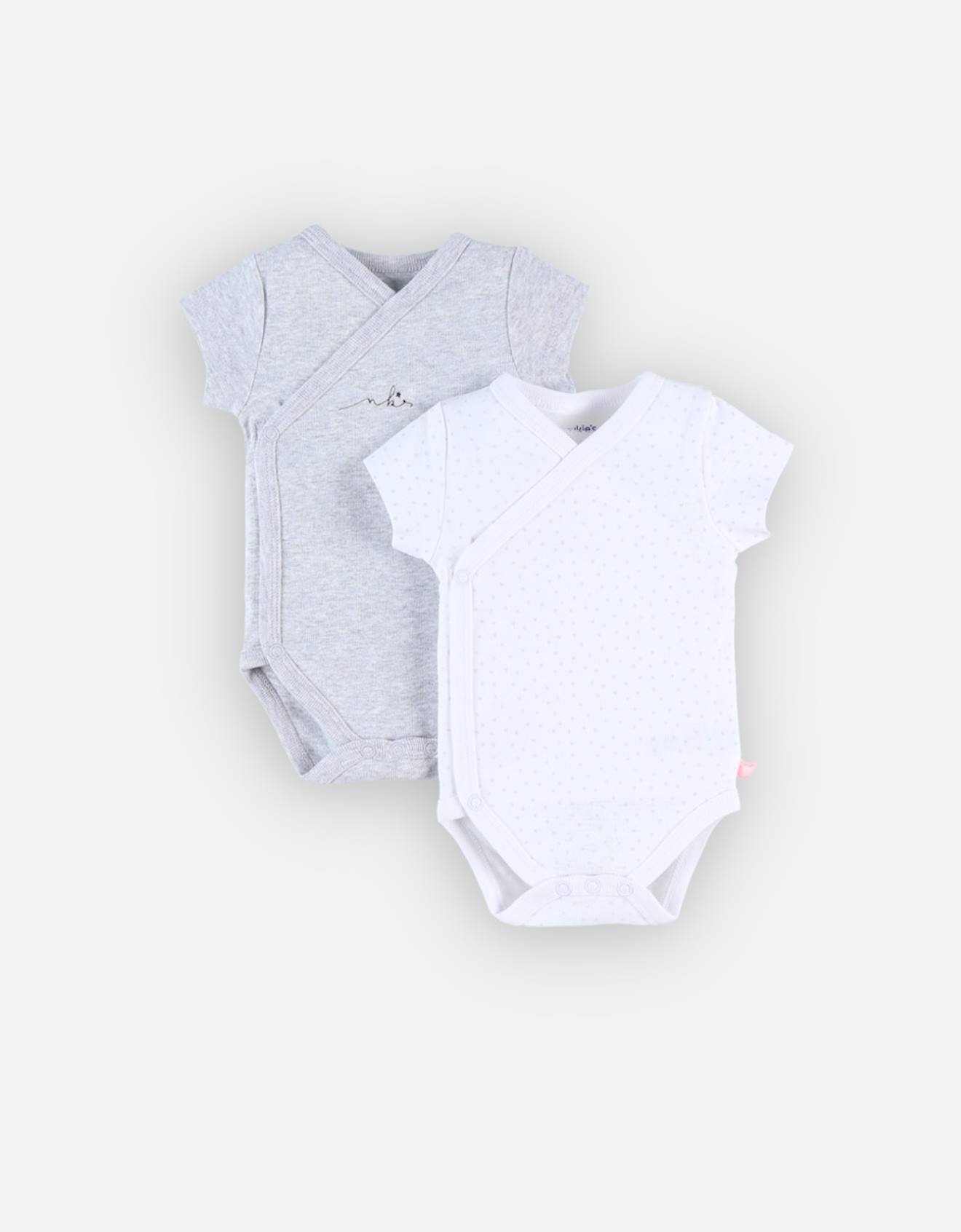 Lot De 2 Bodys Croisés À Manches Courtes Gris