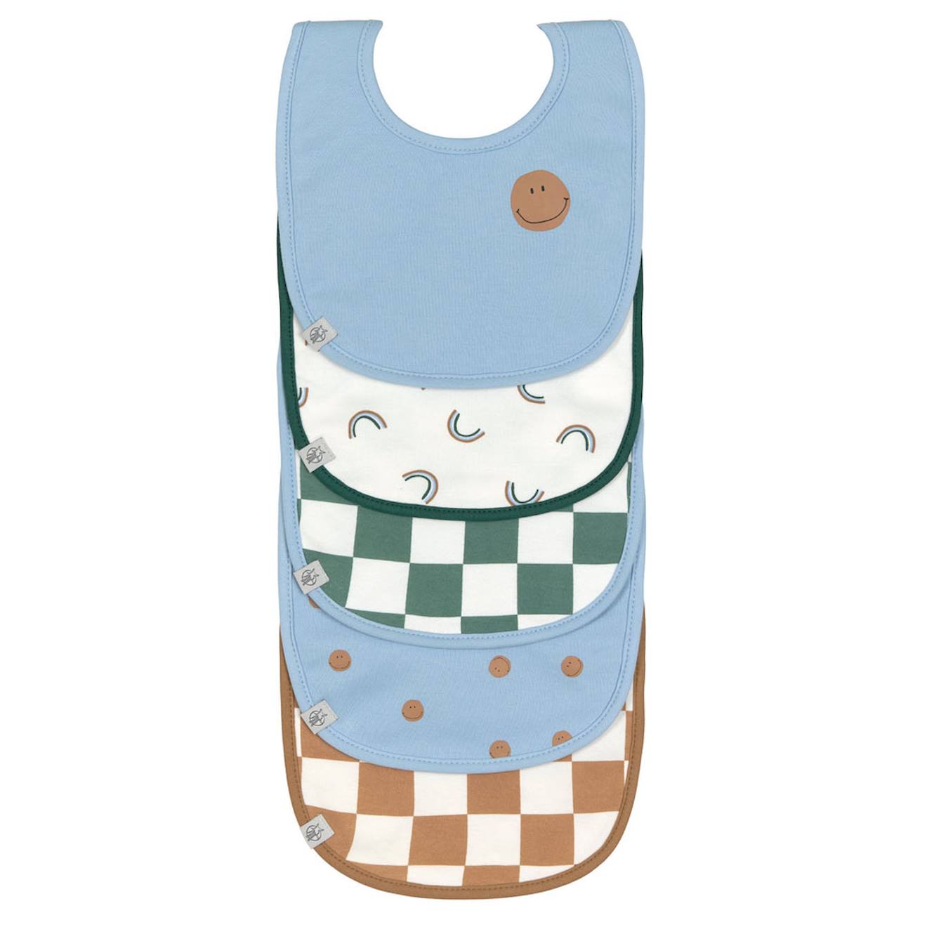 Lot De 5 Bavoirs En Éponge Imperméable Bleu