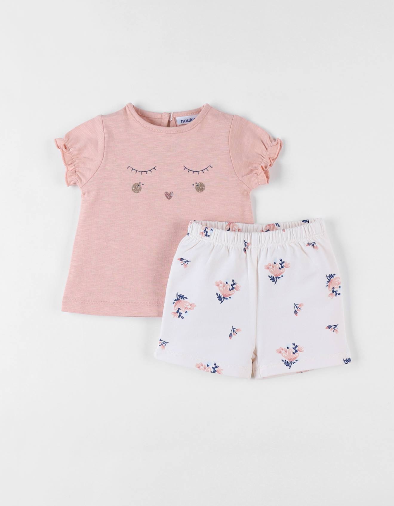 Ensemble T-shirt + Short Imprimé Fleuri Blanc