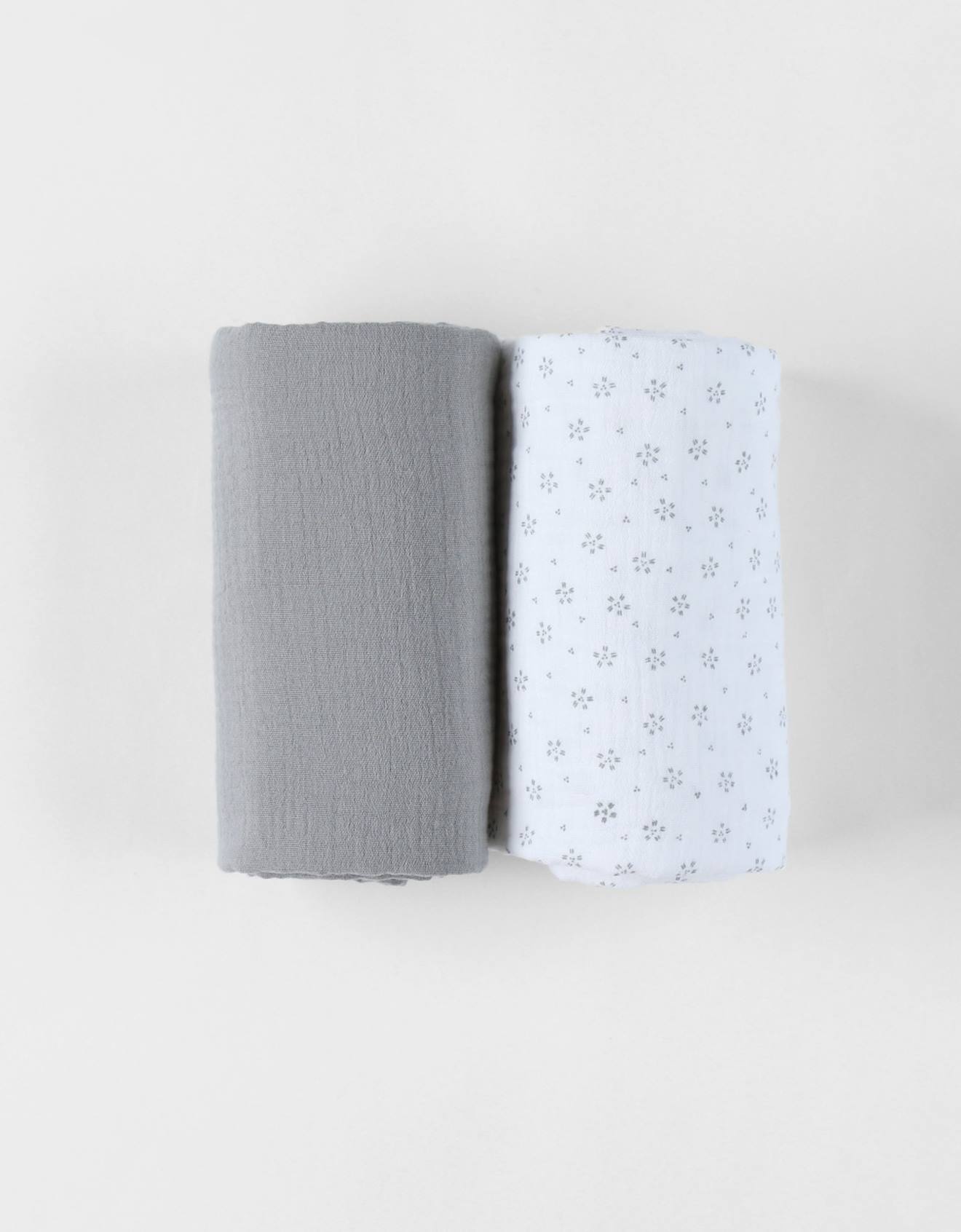 Lot De 2 Langes Floral En Mousseline 70 X 70 Blanc