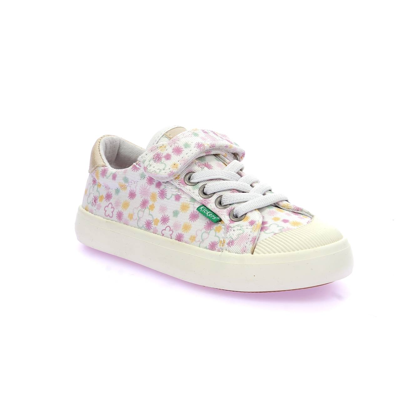 Kickers - Sneakers Basses Enfant Kickgoldi Blanc Imprime Festi Ete