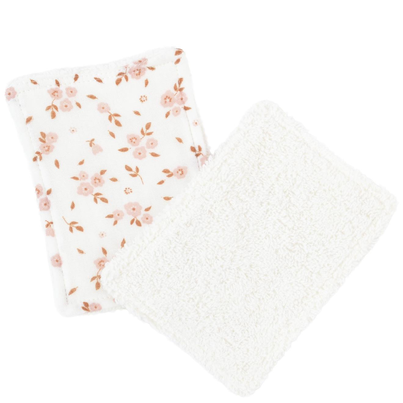 Lot De 12 Lingettes Lavables Coton Bio Fleurs Roses (Little Crevette) - Image 2
