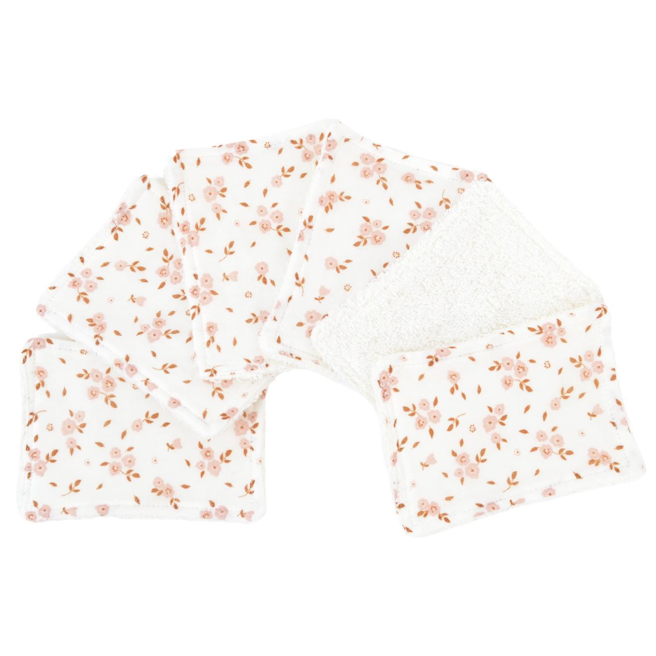 Lot De 12 Lingettes Lavables Coton Bio Fleurs Roses (Little Crevette) - Image 1