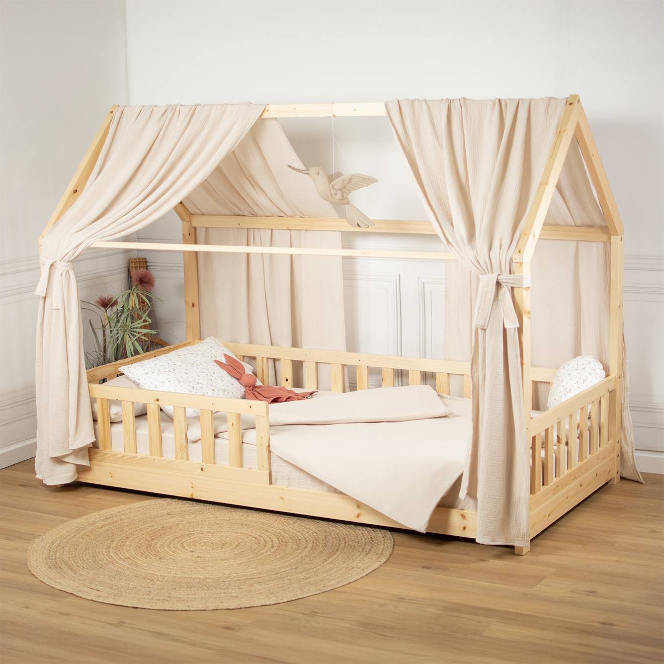 Ciel De Lit Cabane En Gaze De Coton Duo 360 Cm Beige