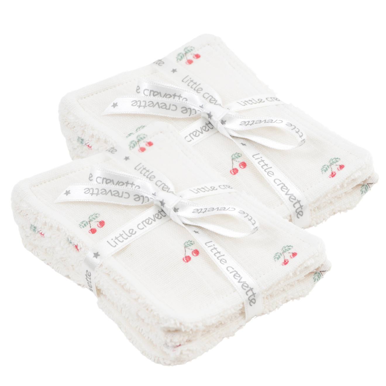 Little Crevette - Lot De 12 Lingettes Lavables Coton Bio Cerises
