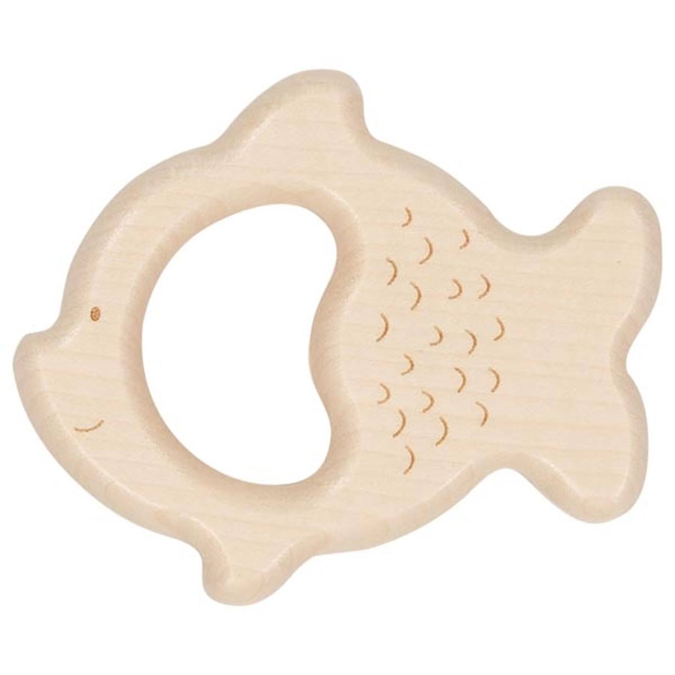 Hochet Bois Poisson Nature Beige