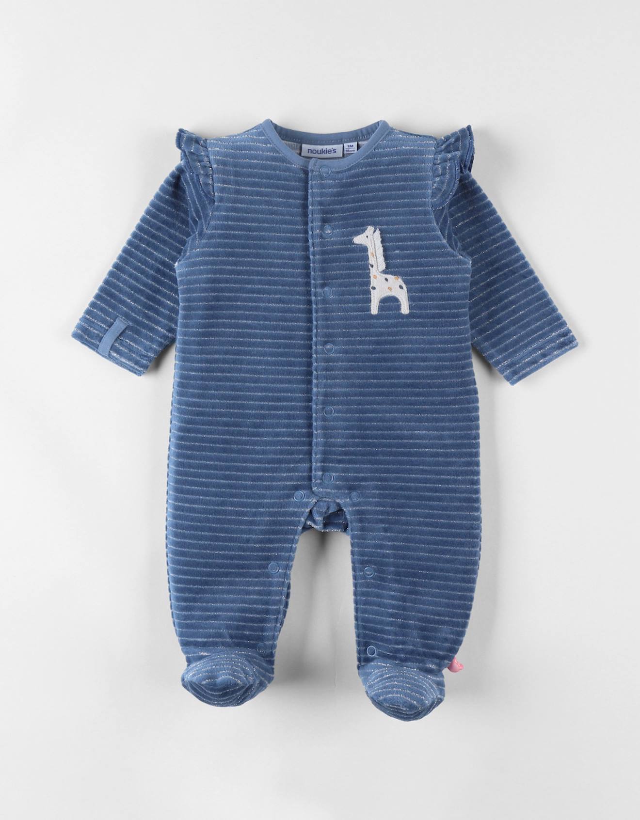 Pyjama En Velours Côtelé Girafe Bleu