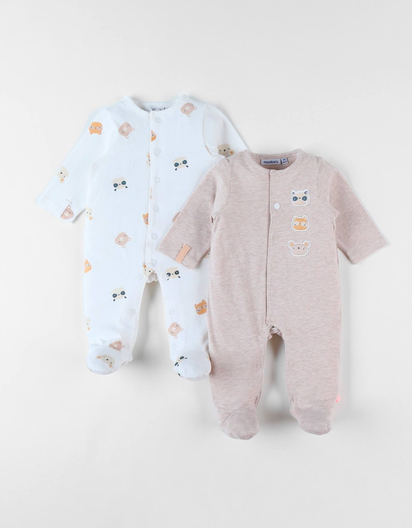 Lot De 2 Pyjamas 1 Pièce En Jersey Ecru