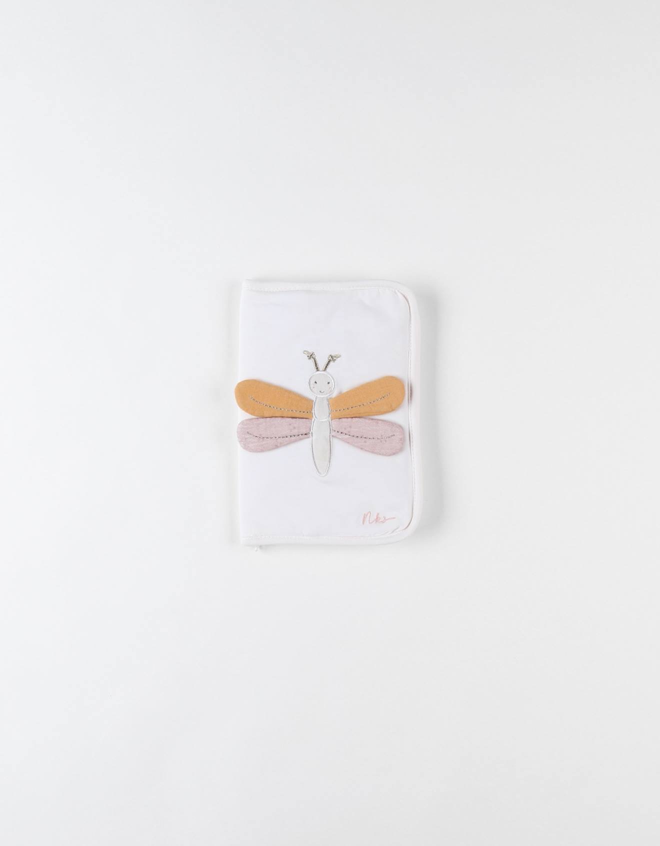 Protège Carnet De Santé Libellule En Jersey Blanc