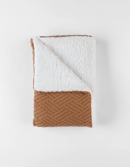 Couverture en coton biosherpa Beige+Bleu+Marron+Rose 15 - vertbaudet enfant 
