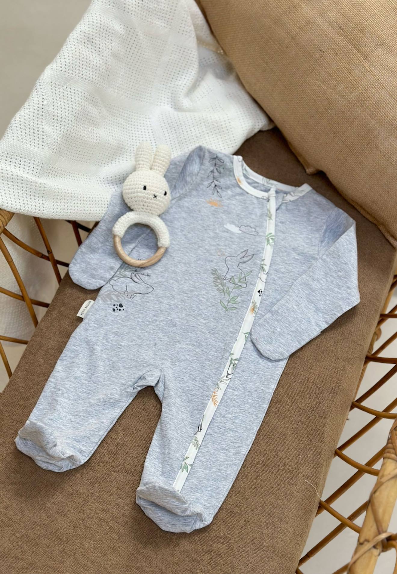 Pyjama Bébé Ouverture Zippée Frimousse Gris
