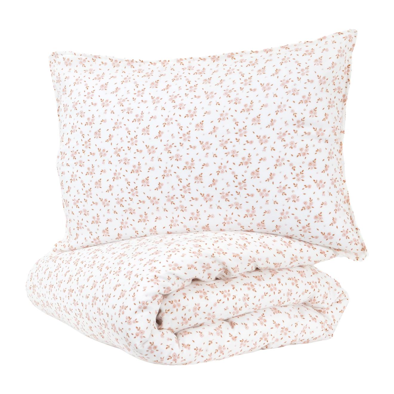 Parure De Lit Gaze De Coton Bio Fleurs Roses