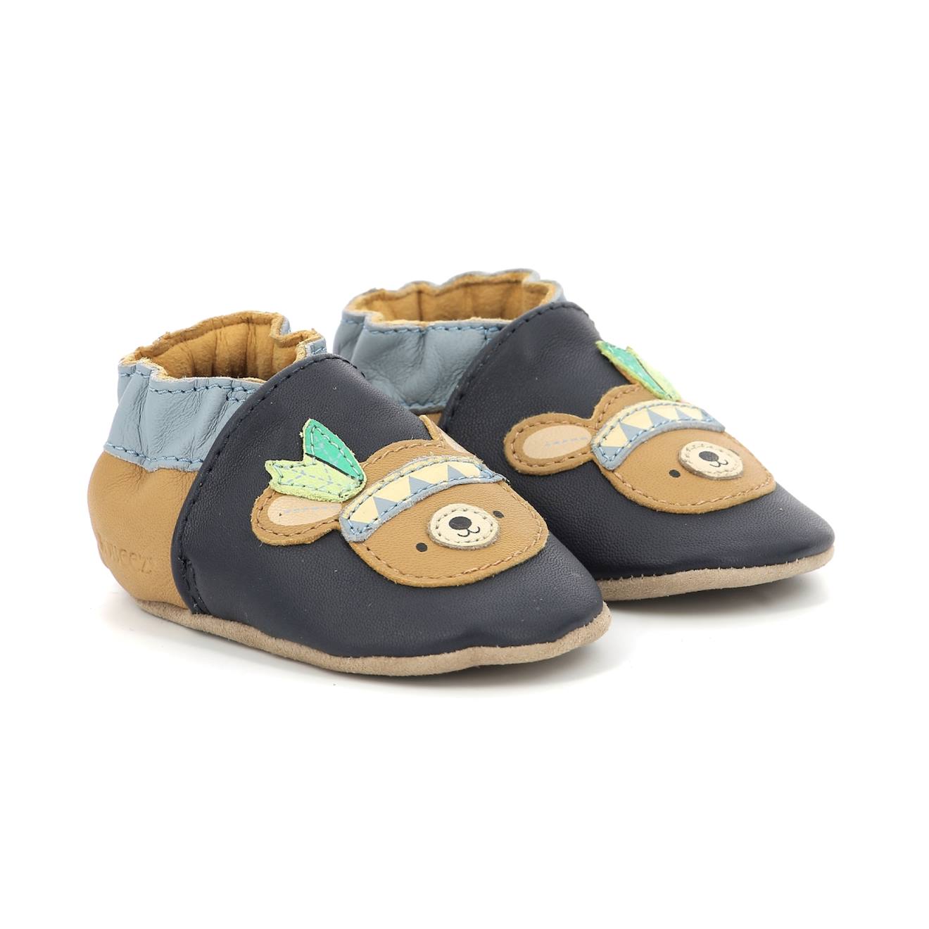 Chaussons Bébé Forest Game Marine Camel Clair