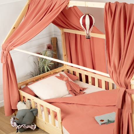 Ciel de lit cabane en gaze de coton duo 330 cm Beige+Blanc+Bleu+Camel+Écru+Gris+Marron+Rose+Terracotta+Vert 45 - vertbaudet enfant 