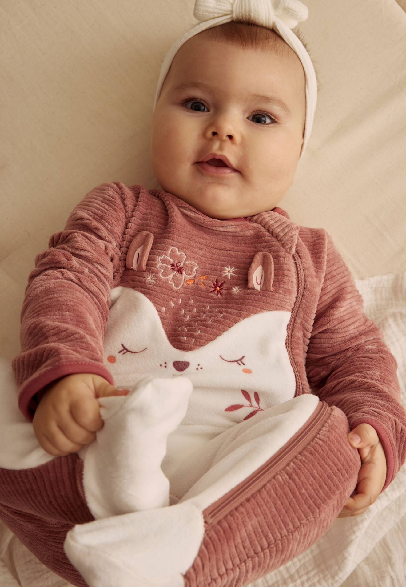 Pyjama Bébé En Velours Ouverture Zippée Oona Rose