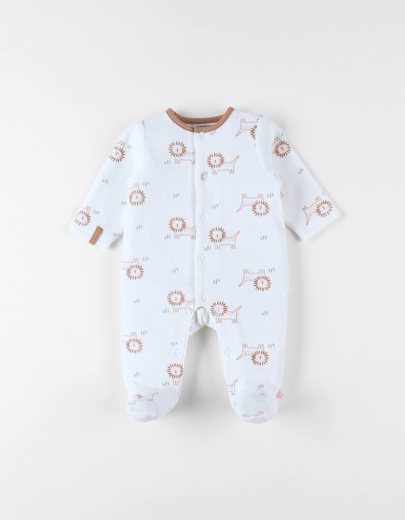 Pyjama En Velours Côtelé Lion Blanc
