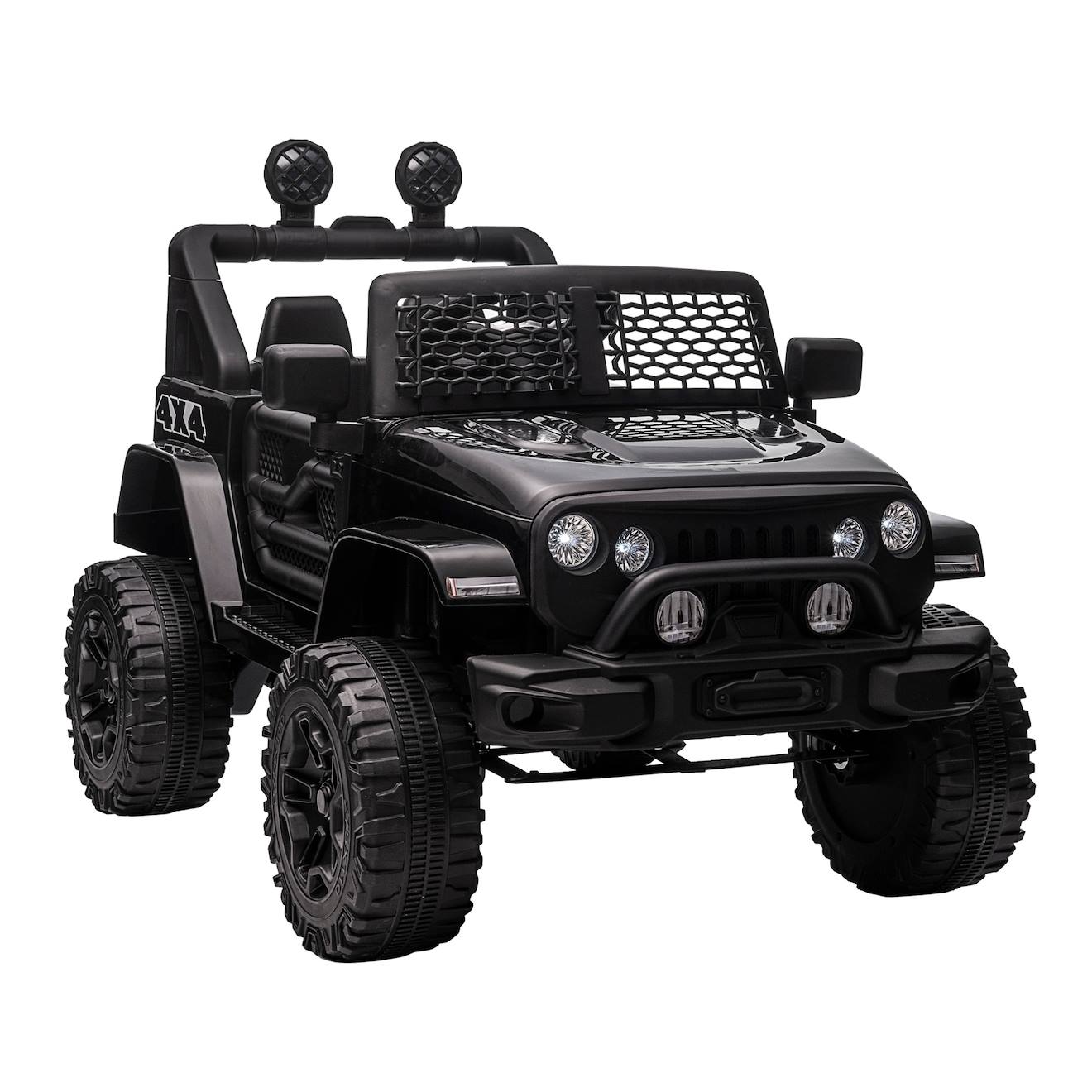 Voiture 4x4 Électrique Enfant 2 Moteurs 35 W 5 Km/h Max. Télécommande Effets Lumineux Sonores Noir