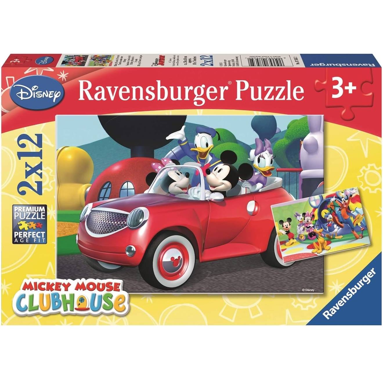 Puzzle Mickey, Minnie Et Leurs Amis 2x12 Pcs Rouge