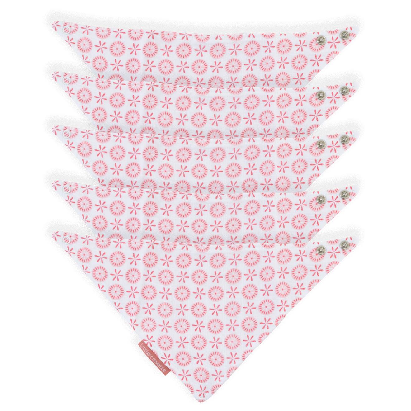 Lot De 5 Bavoirs Bandana Coton Bio* Lovely Emilie Rose