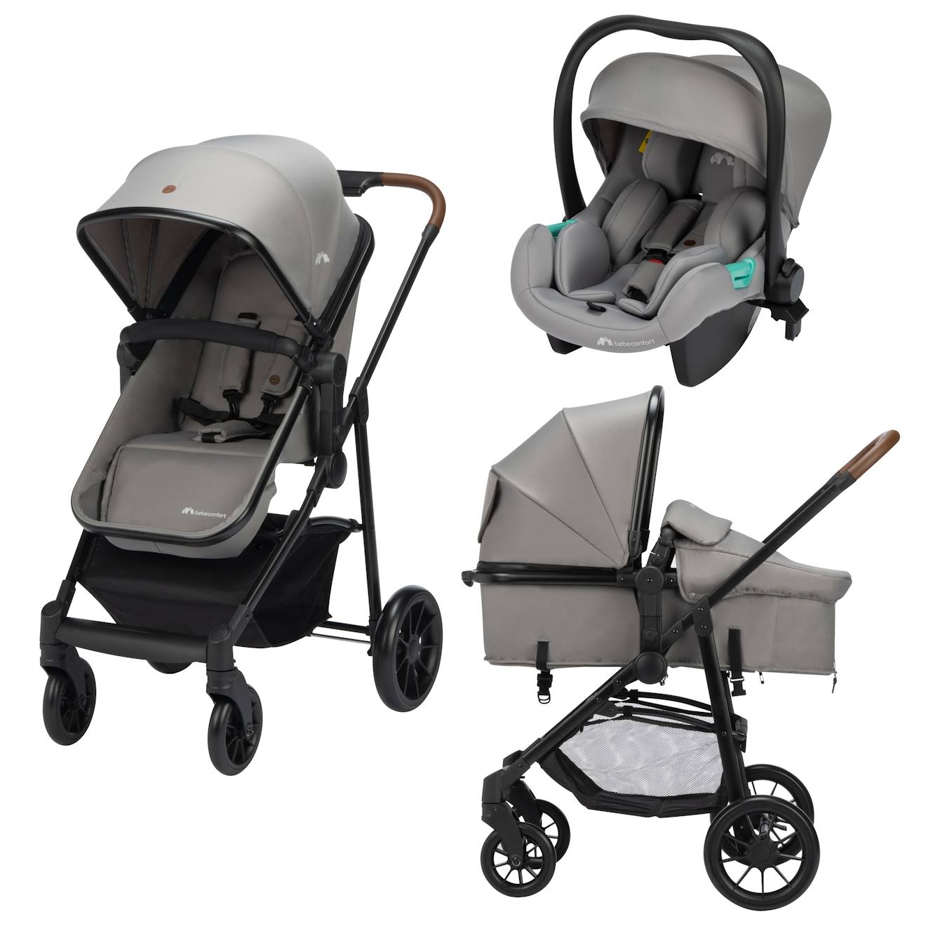 Poussette 3 En 1 I-size Avec Assise Convertible En Nacelle Et Cosi, Haze Gris Mineral