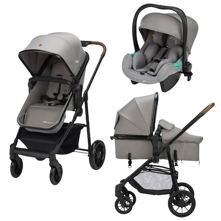 Bébé Confort - Poussette 3 En 1 I-size Avec Assise Convertible En Nacelle Et Cosi, Haze Gris Mineral
