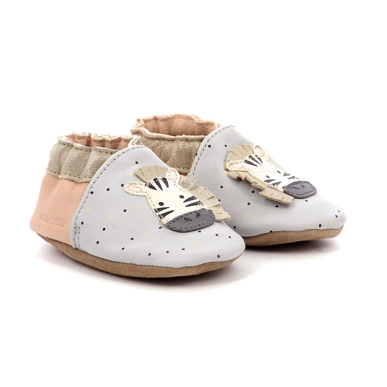 Chaussons Bébé Cute Zebra Gris Rose