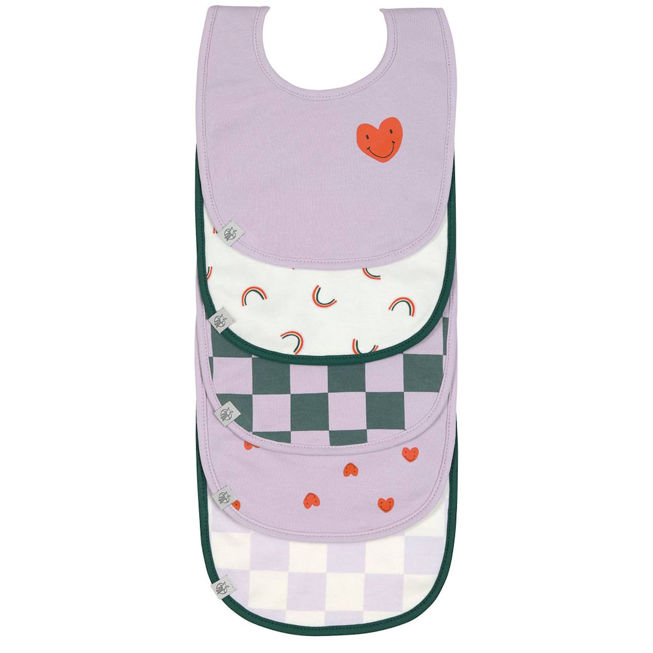 Lot De 5 Bavoirs En Éponge Imperméable Rose