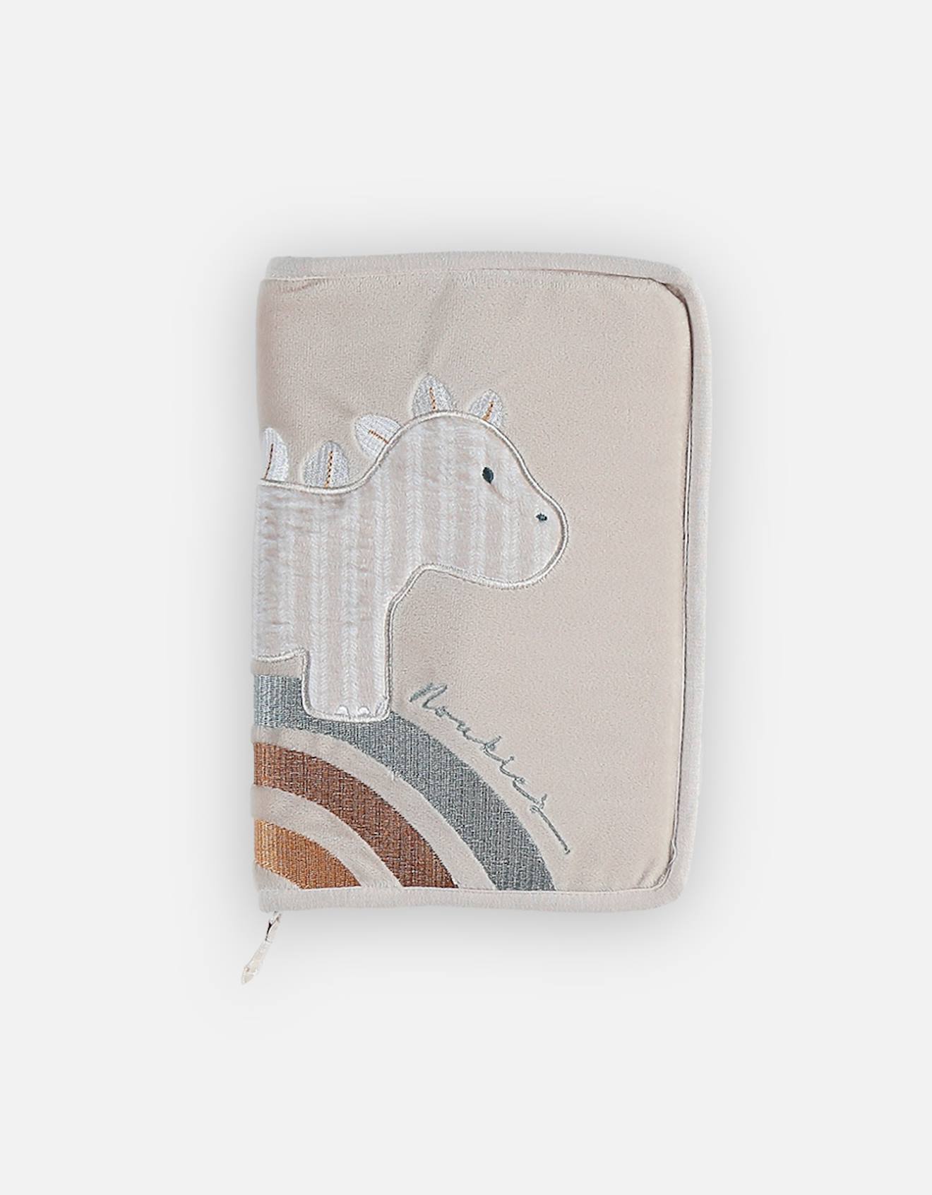 Protège Carnet De Santé Dino En Veloudoux Beige