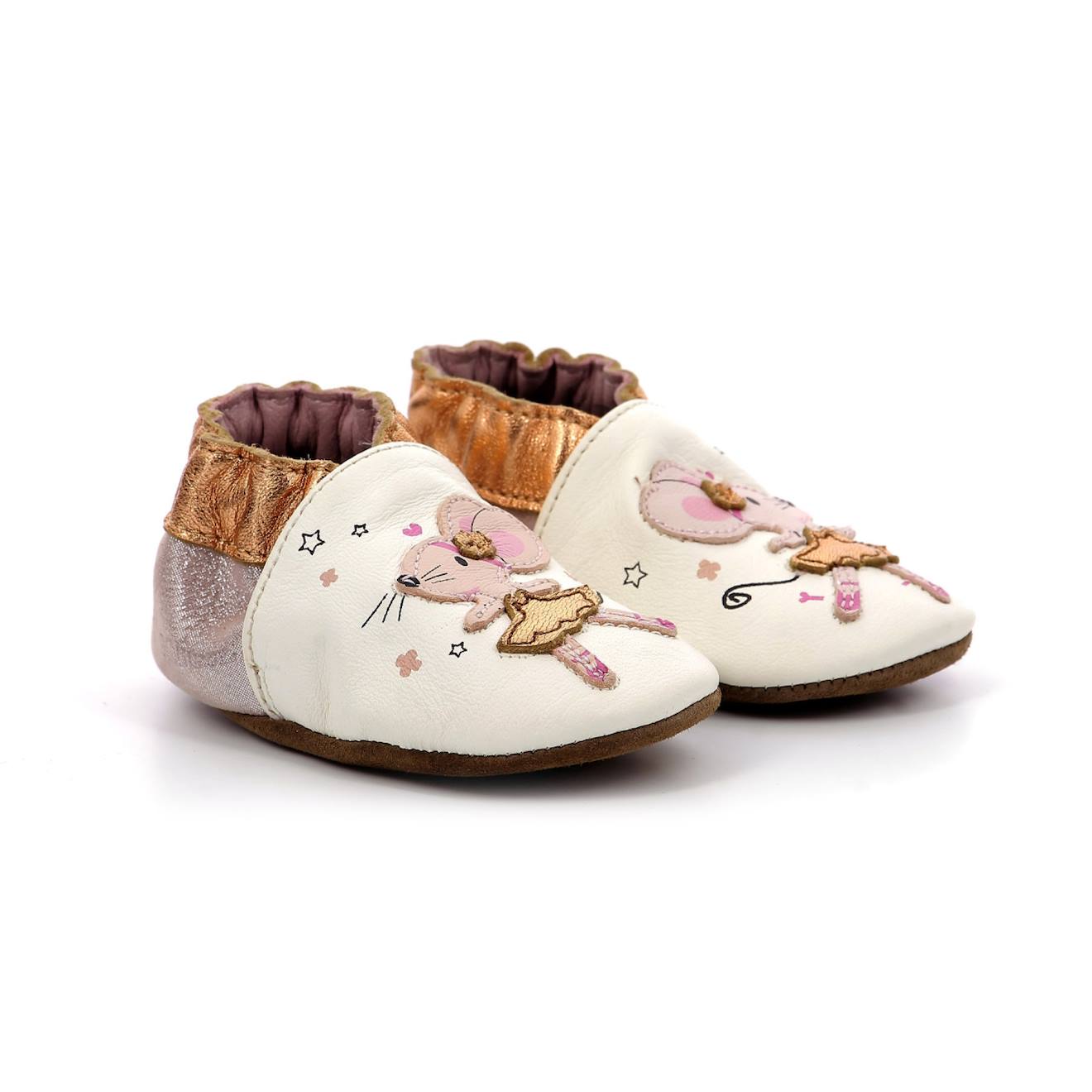 Chaussons Dancing Mouse Blanc Rose Glitter