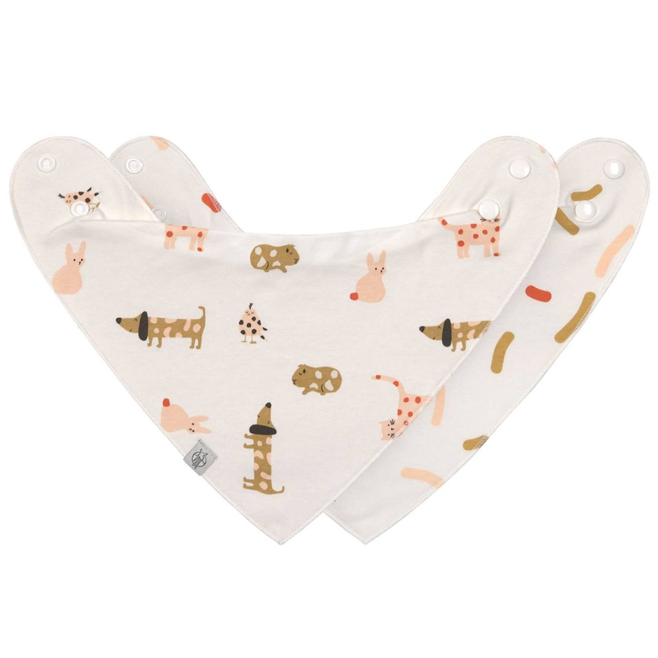 Lot De 2 Bavoirs Bandanas Ecru Imprimé