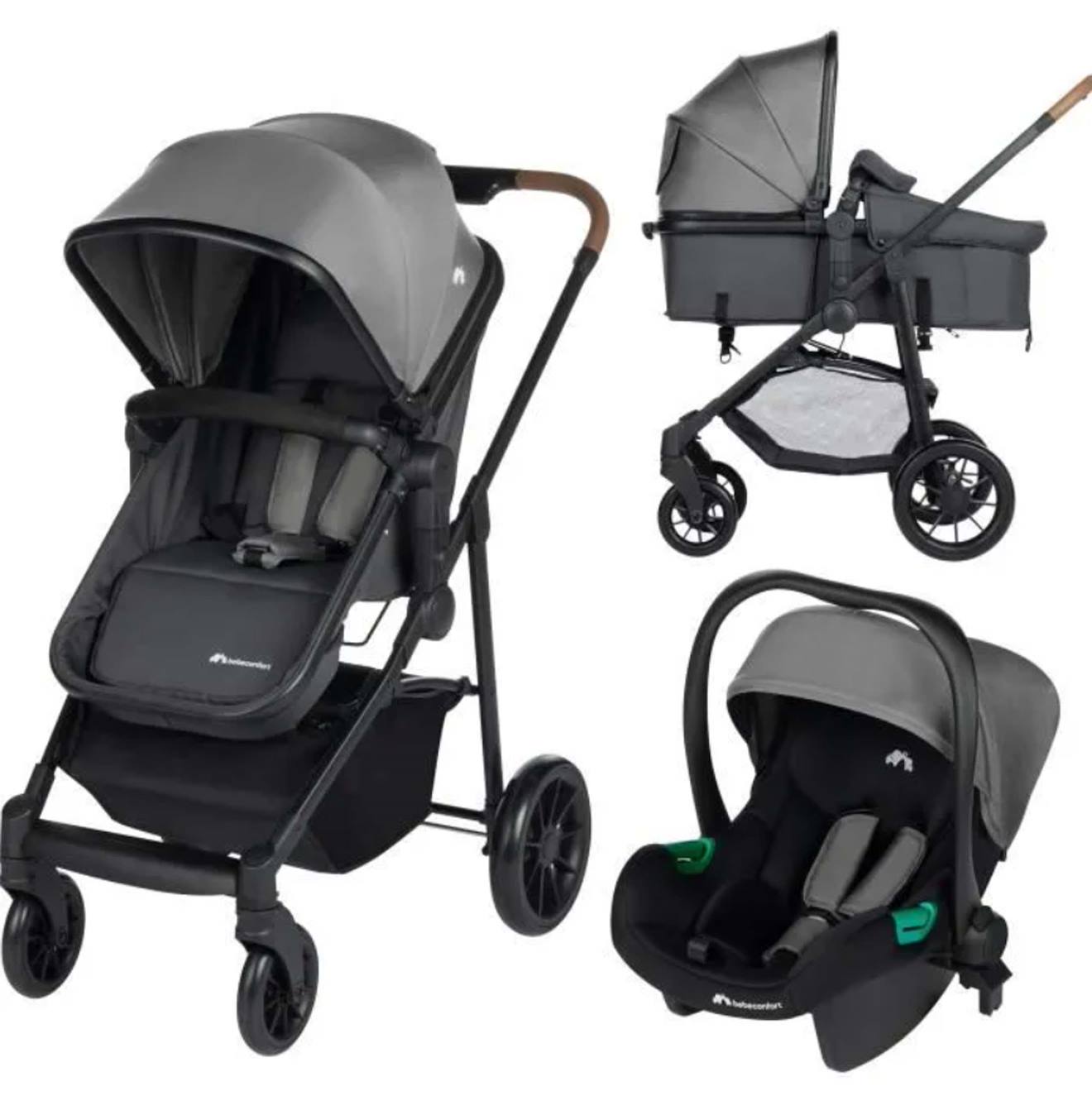 Poussette 3 En 1 I-size Avec Assise Convertible En Nacelle Et Cosi, Haze Gris Teinté