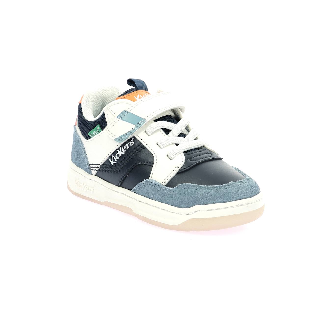 Baskets Basses Enfant Kickarting Marine Blanc Orange