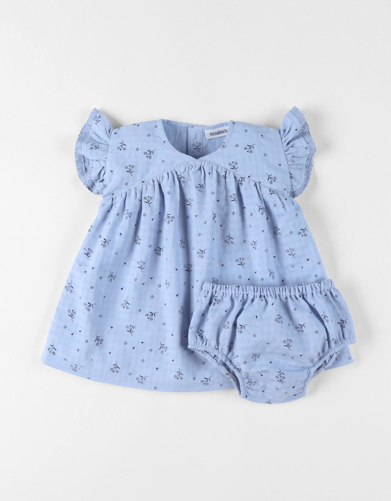 Robe Avec Bloomer Crêpe Gaufrée Bleu