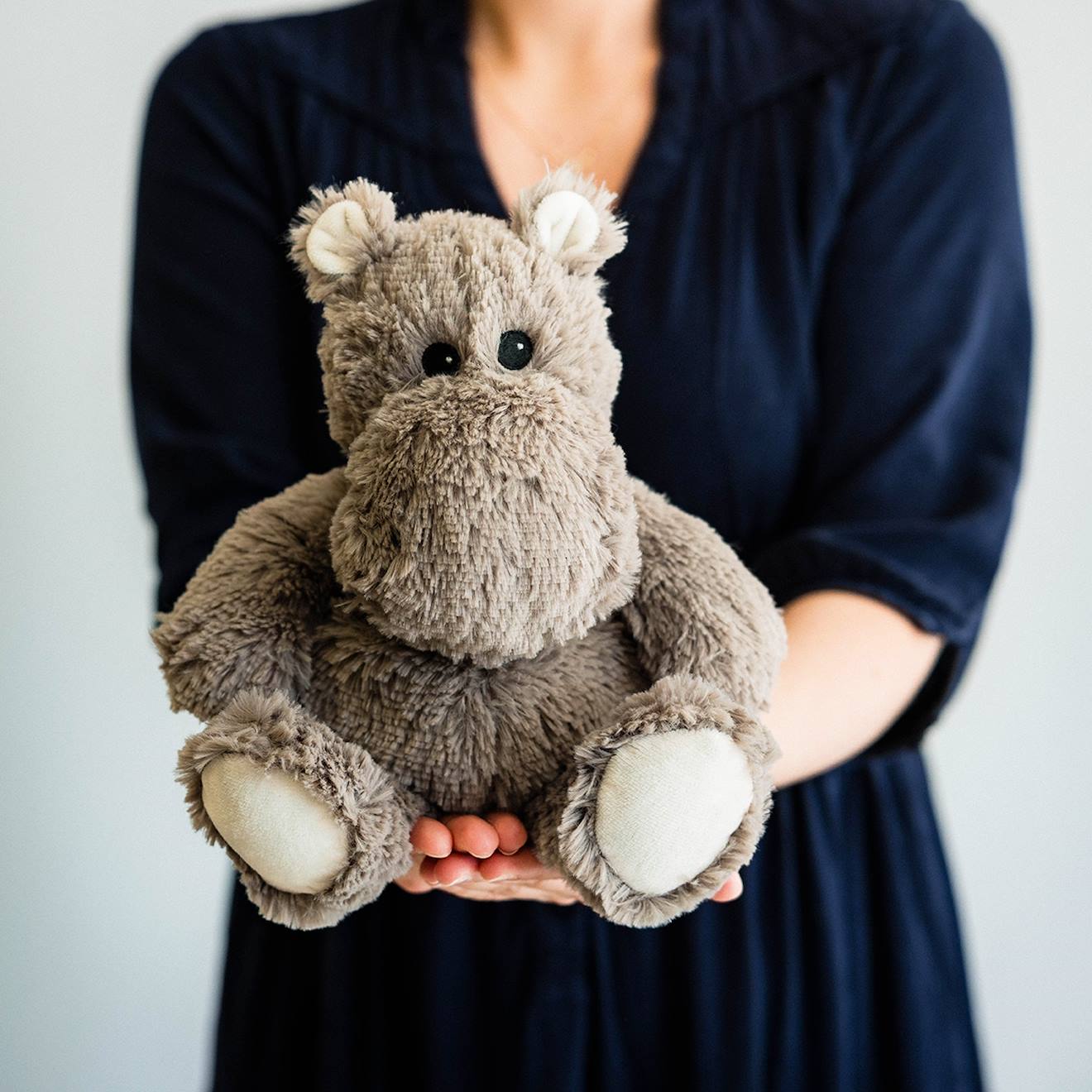 Peluche Bouillotte Hippopotame Gris (Warmies) - Image 2
