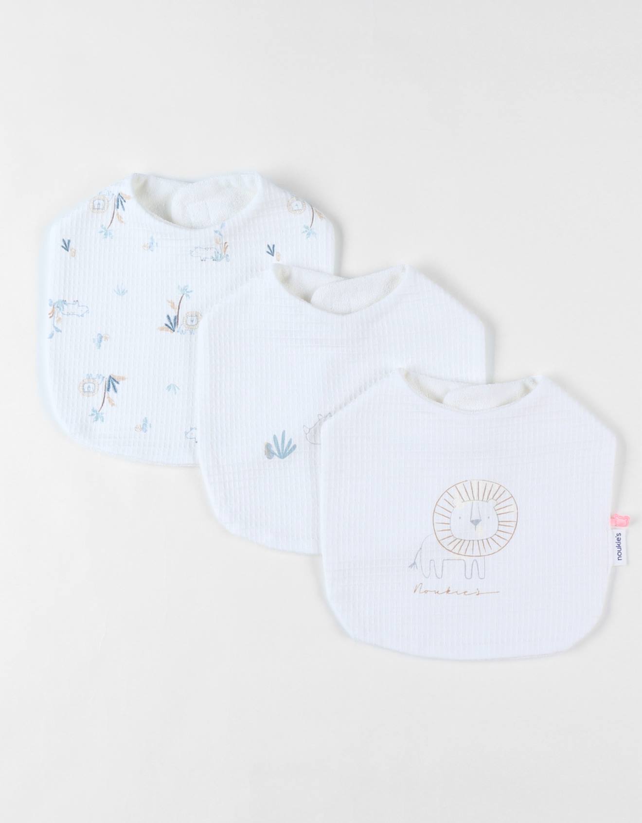Lot De 3 Bavoirs Imprimé Savane En Jersey Gaufré Beige