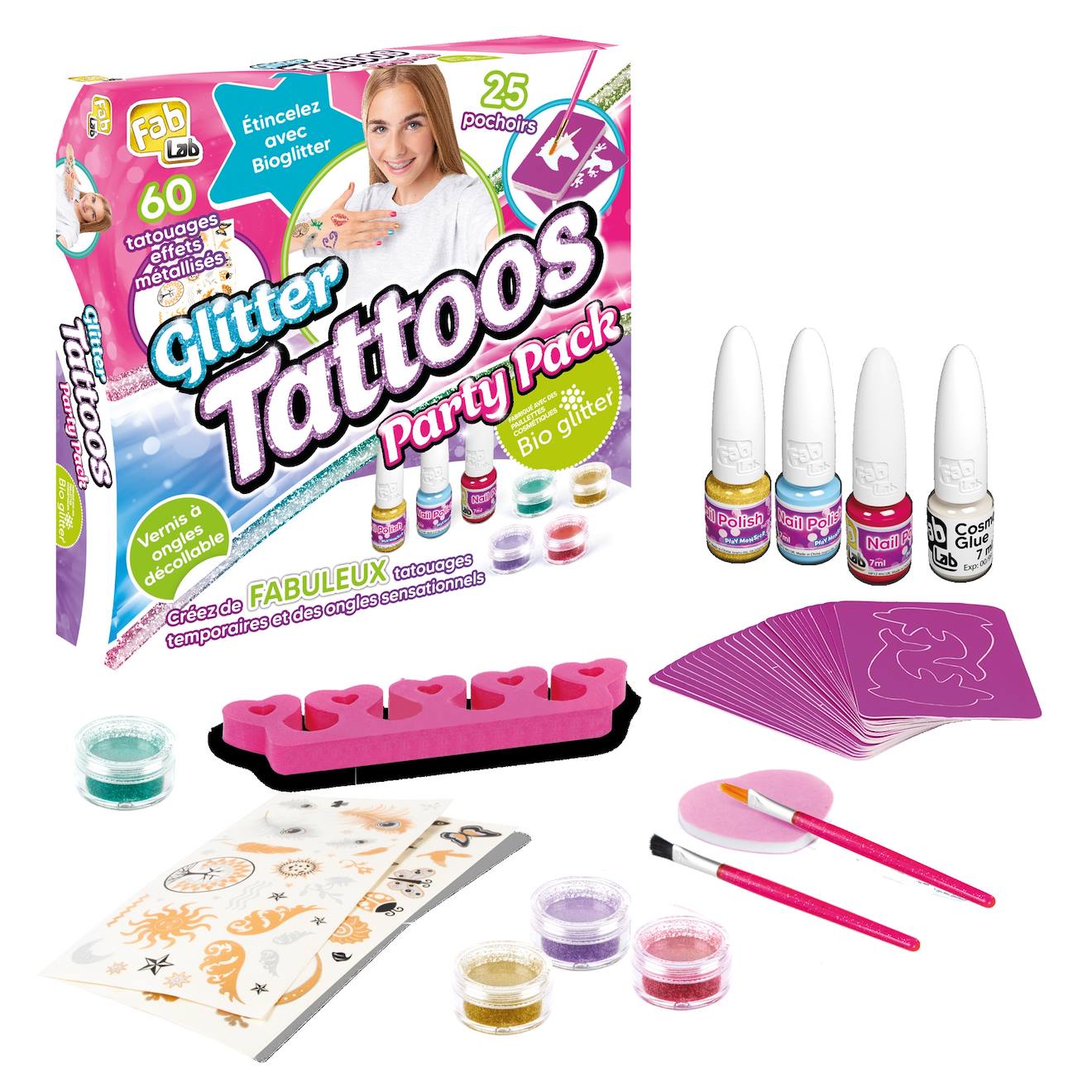 Coffret Tatouages Pailletés Et Vernis De Style Salon ! Multicolore