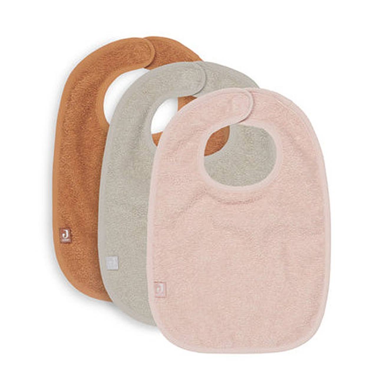 Lots De 3 Bavoirs Éponge En Coton Beige