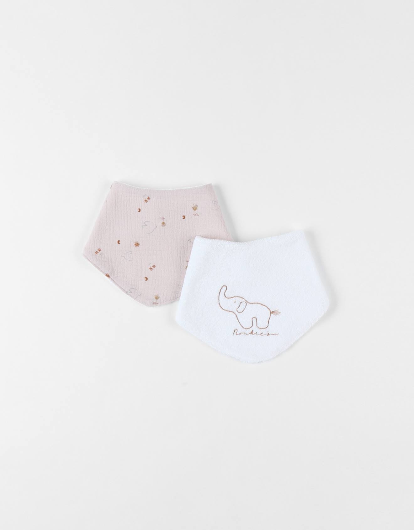 Lot 2 Bavoirs Éponge & Mousseline Beige