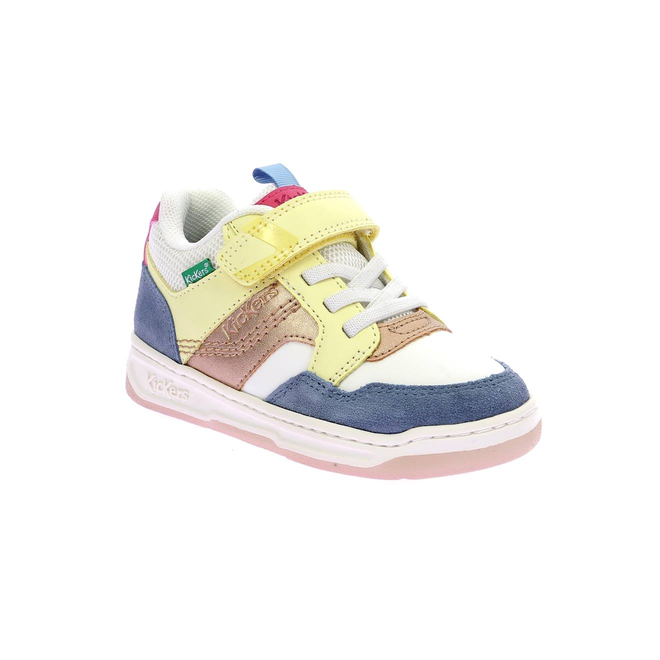 Sneakers Basses Enfant Kickarting Blanc Bleu Jaune