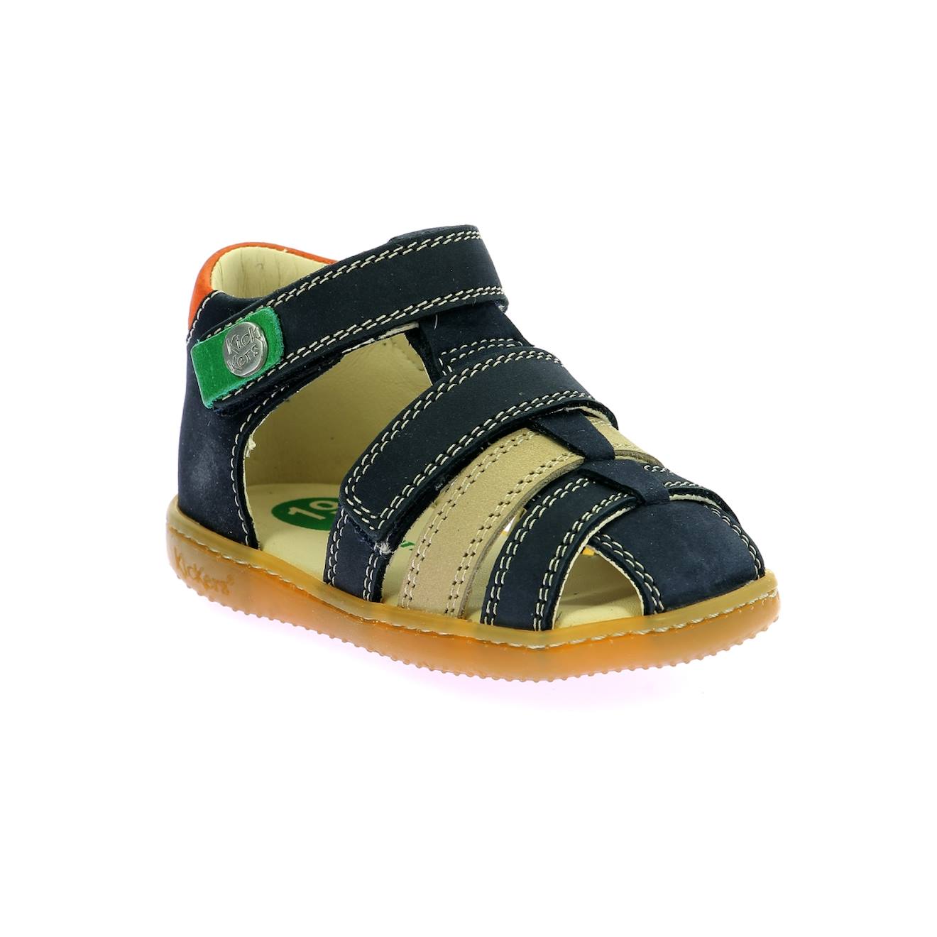 Sandales Bébé Kick Pod Marine Beige Orange