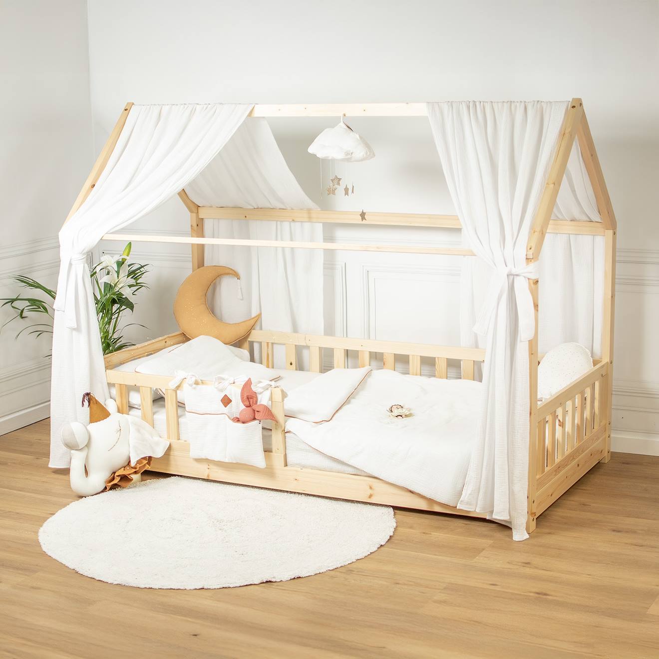 Ciel De Lit Cabane En Gaze De Coton Duo 330 Cm Blanc