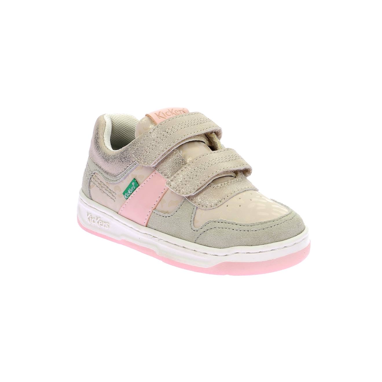 Kickers - Sneakers Basses Enfant Kalido Beige Or Leopard