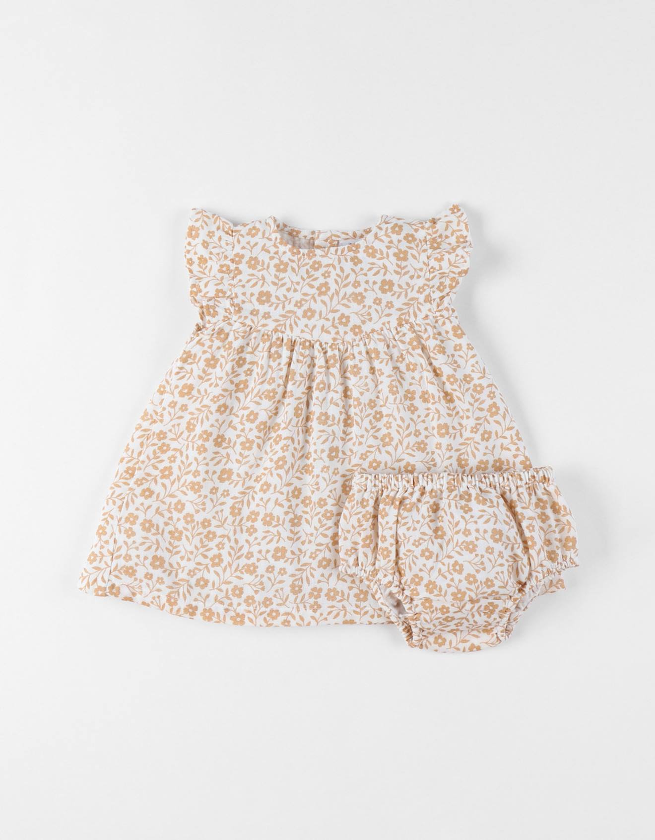 Robe avec bloomer voile de coton jaune